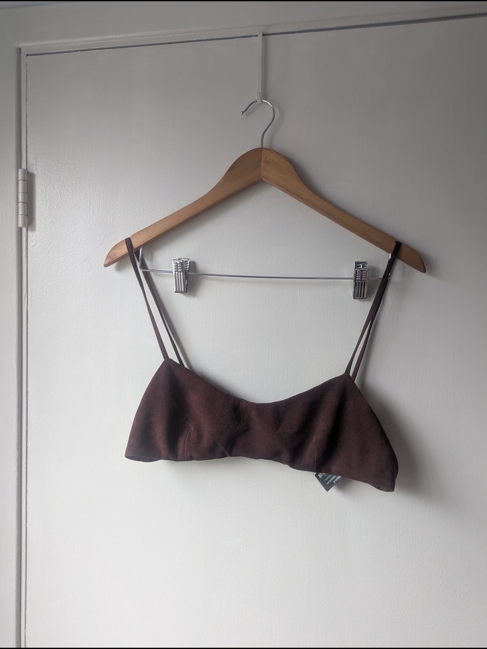 Zara Suede Brown Thin-Strap Bralette
